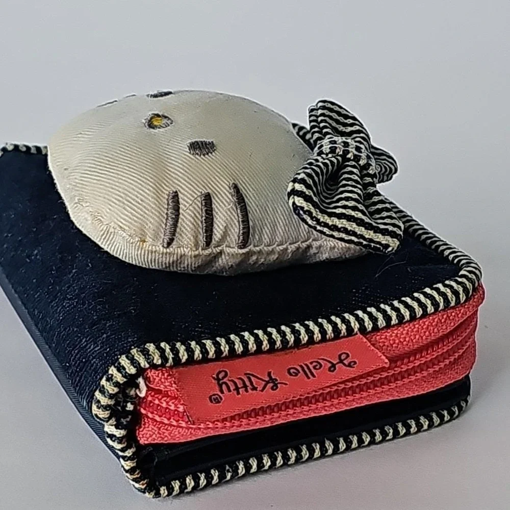 Y2K Sanrio Hello Kitty Denim Wallet Plush 3D Cat Kitten Pink Zipper Bow 1719